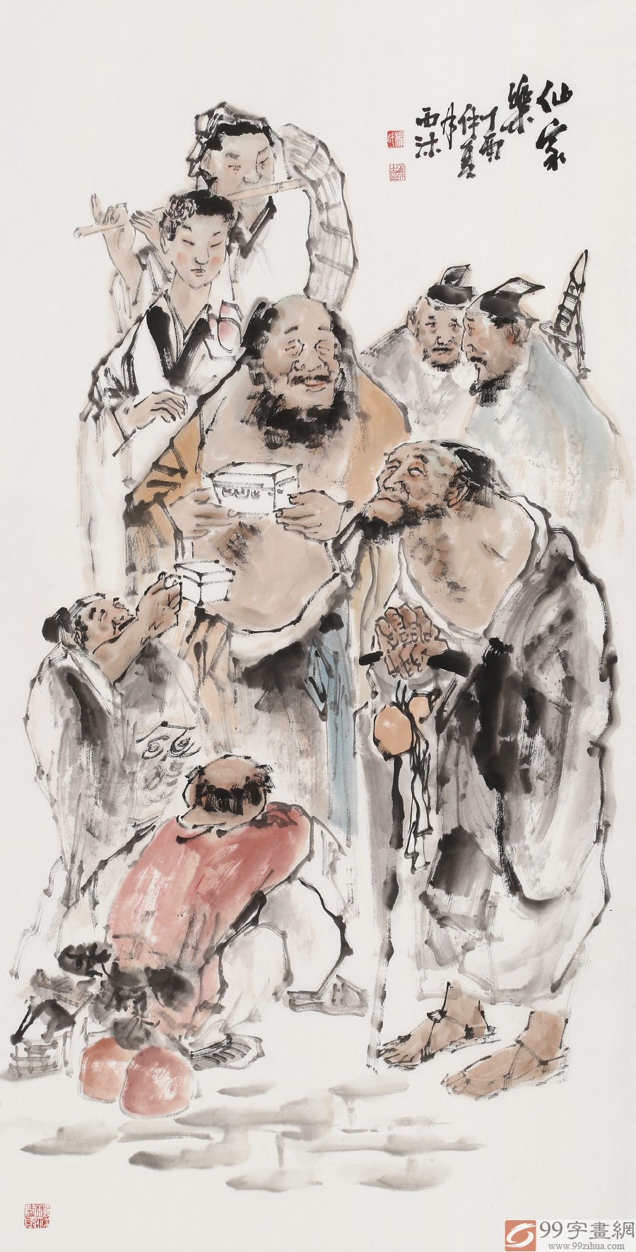 杨西沐四尺《仙家乐》中国美术家协会会员- 人物画- 99字画网