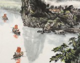【已售】申凌翔 四尺三开《山在云中走 水在画中流》 广西山水画名家