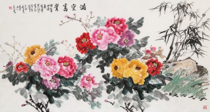 【已售】梁景欣 六尺《满堂富贵》 青大美院学院派画家