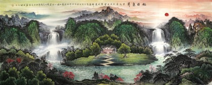 流水生财山水画_客厅大尺寸山水画 - 聚宝盆山水画 - 99字画网