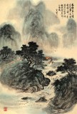 何实 四尺三开《雨后青山分外娇》 吉林著名山水画家