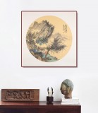 【已售】吴显刚 卡纸团扇《溪山论道》 贵州七星关美协主席