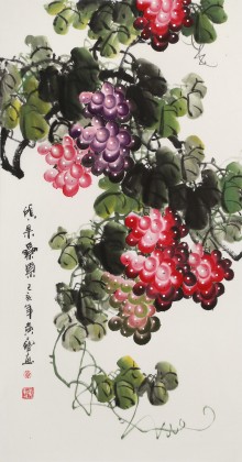 【已售】黄艺三尺风水吉利国画《硕果累累》