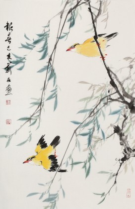 【已售】陈薪名《报春》中美协会员 第六届全国花鸟画展金奖获得者