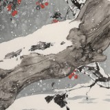 【已售】陈薪名 三尺精品《雪韵》中美协会员 第六届全国花鸟画展金奖获得者