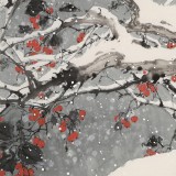 【已售】陈薪名 三尺精品《雪韵》中美协会员 第六届全国花鸟画展金奖获得者